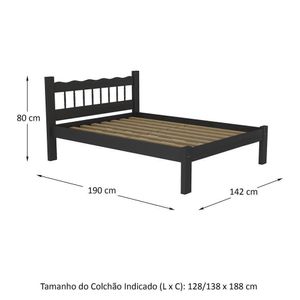 Cama Casal Para Colchão 128/138X188Cm Capri Cr4140 Preta