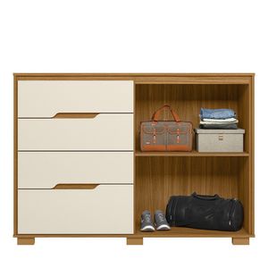 Cômoda 2 Portas MDP 4 Gavetas Moval Texas - Freijo/Offwhite