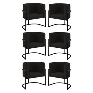 Kit 06 Poltronas Lua Sala Decorativa Base De Ferro Black Cor:preto Preto