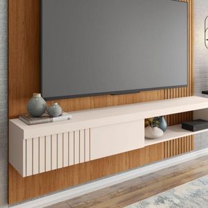 Painel Jade Para Tv Até 65 Polegada Freijo Off White Caemmun Freijo Com Off White