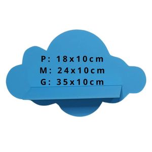 Trio De Nichos Nuvem Em Mdf Prateleira Decorativa Para Quarto Infantil Azul