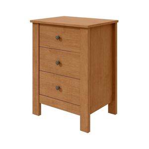 Mesa De Cabeceira Dubai Com 3 Gavetas New Amendoa Clean