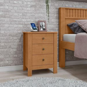 Mesa De Cabeceira Dubai Com 3 Gavetas New Amendoa Clean