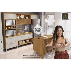 Cozinha Completa Princesa 4 Peças (1 Armário + 2 Balcões + 1 Paneleiro) C6p64 Freijo-off White - Nesher