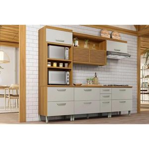 Cozinha Completa Princesa 4 Peças (1 Armário + 2 Balcões + 1 Paneleiro) C6p64 Freijo-off White - Nesher