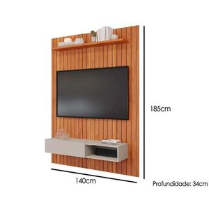 Home P/tv Até 55 Pol Caravelas C/bancada E Prateleira Ripado 134x185cm Cinamomo/off White - Permóbili
