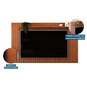 Home P/ Tv Até 65 Pol Lume Ripado C/ Prateleira 175x108cm Freijo - Dj Móveis