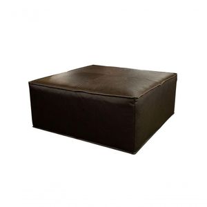 Puff De Couro Munique Preto Iguana - Mempra Design