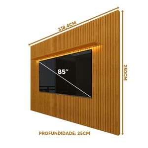 Painel Home Ripado Grande Tv Até 85 Polegadas Com Led Naturale Notório Jm Móveis