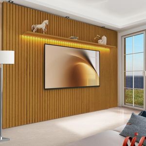 Painel Home Ripado Grande Tv Até 85 Polegadas Com Led Naturale Notório Jm Móveis