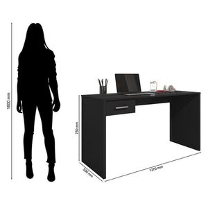 Mesa Para Computador Gávea Com Gaveta E Livreiro Office Preto Trama - Móveis Leão