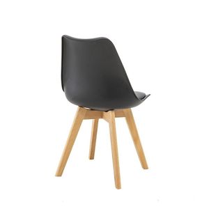 Kit 4 Cadeiras Saarinen Wood Com Estofamento E Pés De Madeira Preto
