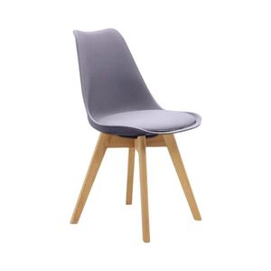 Cadeira Saarinen Wood Com Estofamento E Pés De Madeira Cinza