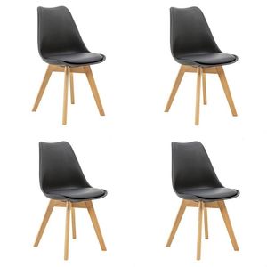 Kit 4 Cadeiras Saarinen Wood Com Estofamento E Pés De Madeira Preto