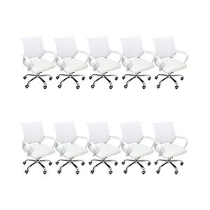 Kit 10 Cadeiras De Escritório Begonia Mesh Ergonômico Branco
