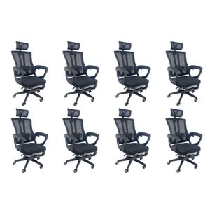 Kit 8 Cadeiras de Escritório Presidente Executiva Oficial Paris Preto