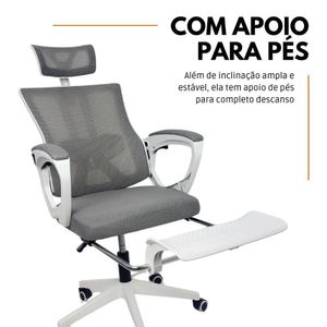 Kit 2 Cadeiras de Escritório Presidente Executiva Oficial Paris Cinza