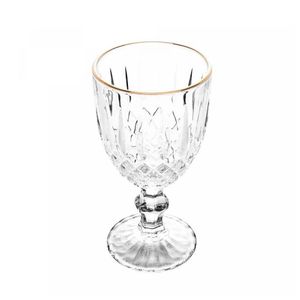 Taça De Vidro Transparente Com Borda Dourada Fio De Ouro Greek 345ml Wolff