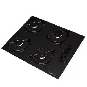 Fogão Cooktop 4 Bocas Mesa Em Vidro Preto Fogatti Esmaltado 27000101-02 Bivolt