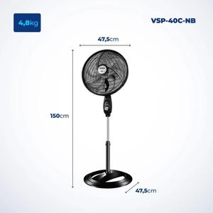 Ventilador De Coluna Mondial Vsp-40c-b 40cm 6 Pas - 220v