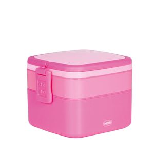 Pote Marmita 2 Andares Quadrado com Alça - ROSA MOR