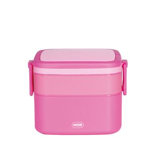 Pote Marmita 2 Andares Quadrado com Alça - ROSA MOR
