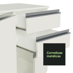 Armário De Cozinha Completa 100% Mdf 300cm Frentes Branco Smart Madesa 02 Branco