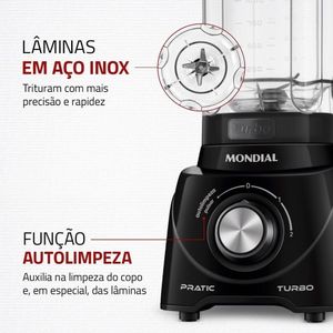 Liquidificador Pratic Turbo Mondial L-98-B 127V 60hz