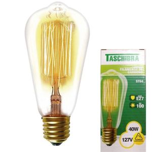Lâmpada Filamento De Carbono Taschibra St64 Dimerizável 127v~40w - âmbar