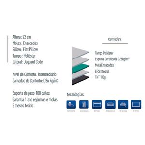 Colchão Casal Molas Ensacadas Masterpocket Smart Classic (138x188x22) - Plumatex