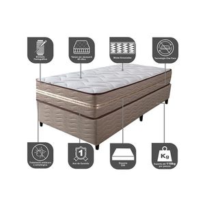 Cama Box Solteiro (colchão + Box) 88x188x60 De Molas Ensacadas Cama Inbox Smart Gold Bege