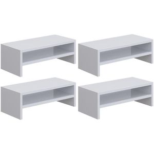 Kit 04 Suportes Para Monitor Stand Home Office Lap 63 Cm L03 Branco - Lyam