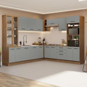 Armário De Cozinha Completa 549cm Rustic/cinza Agata Madesa 01 Rustic/cinza