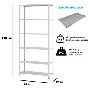 Estante Aço 6 Prateleiras Livros Cozinha Quarto Ea102 Cinza
