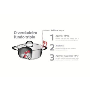 Panela Duo Silicone 20 Cm Aço Inox Fundo Triplo 62481/200