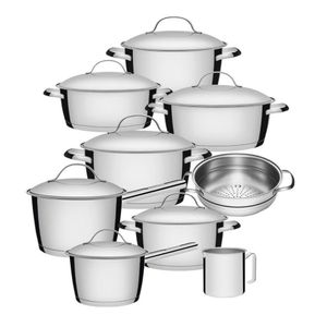 Jogo Panelas 9 Peças Allegra + Cozi-vapore E Fervedor Inox