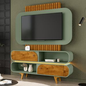 Home Estante Rack Atalaia Para Tv Até 75 Polegadas Naturale/Pistache