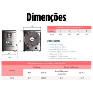 Trocador De Calor Para Piscinas Até 10m³ Th-10 Bifásico 220v - Sodramar