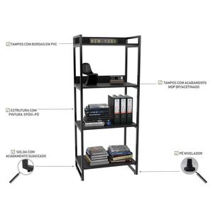 Kit 3 Estante Estilo Industrial 60cm Preto Onix Mpozenato