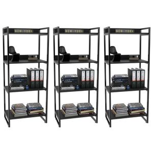 Kit 3 Estante Estilo Industrial 60cm Preto Onix Mpozenato