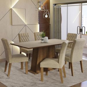 Kit Sala De Jantar Mesa 6 Cadeiras crema/imperial Madesa