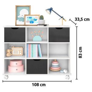 Nicho Organizador C/ 3 Gavetas Roterdã Q01 Branco/Preto