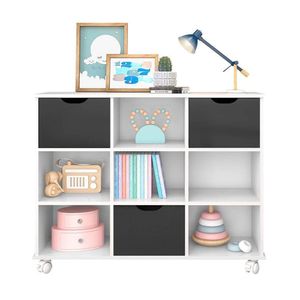 Nicho Organizador C/ 3 Gavetas Roterdã Q01 Branco/Preto