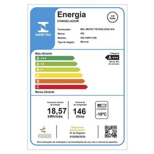 Freezer Vertical HQ 146L Portas Reversíveis Defrost HQ146FV Branco 110V
