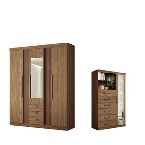 Conjunto De Quarto Jasmine Com Espelho Jatoba