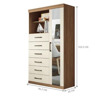 Conjunto Quarto Completo Com Espelho Nice Jatoba Areia