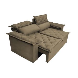 Sofá Retrátil E Reclinável Cama Inbox Compact 1,50m Tecido Suede Velusoft Castor