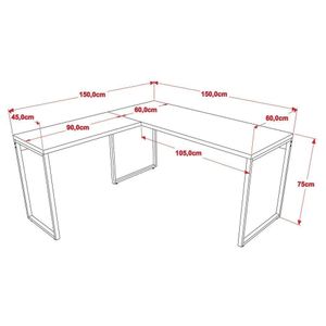 Kit Escritório Estilo Industrial Mesa e 2 Estantes Preto Onix