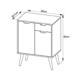 Gabinete De Banheiro Com Pés Bn3637 Sem Cuba 2 Portas E 1 Gaveta60cm Amêndoa - Tecno Mobili