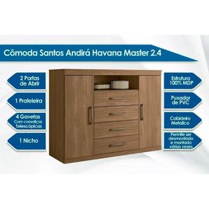 Cômoda Infantil Master C- 2 Portas E 4 Gavetas Jatobá - Santos Andirá